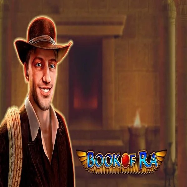 Slots logo of Book of Ra from Greentube at Rabbit Reel Casino