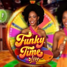 Funky Time slot logo by Evolution at Rabbit Reel Casino